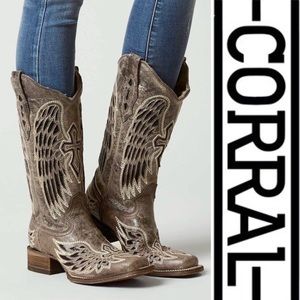 EUC! Corral | Cross & Wings Leather Cowboy Boots